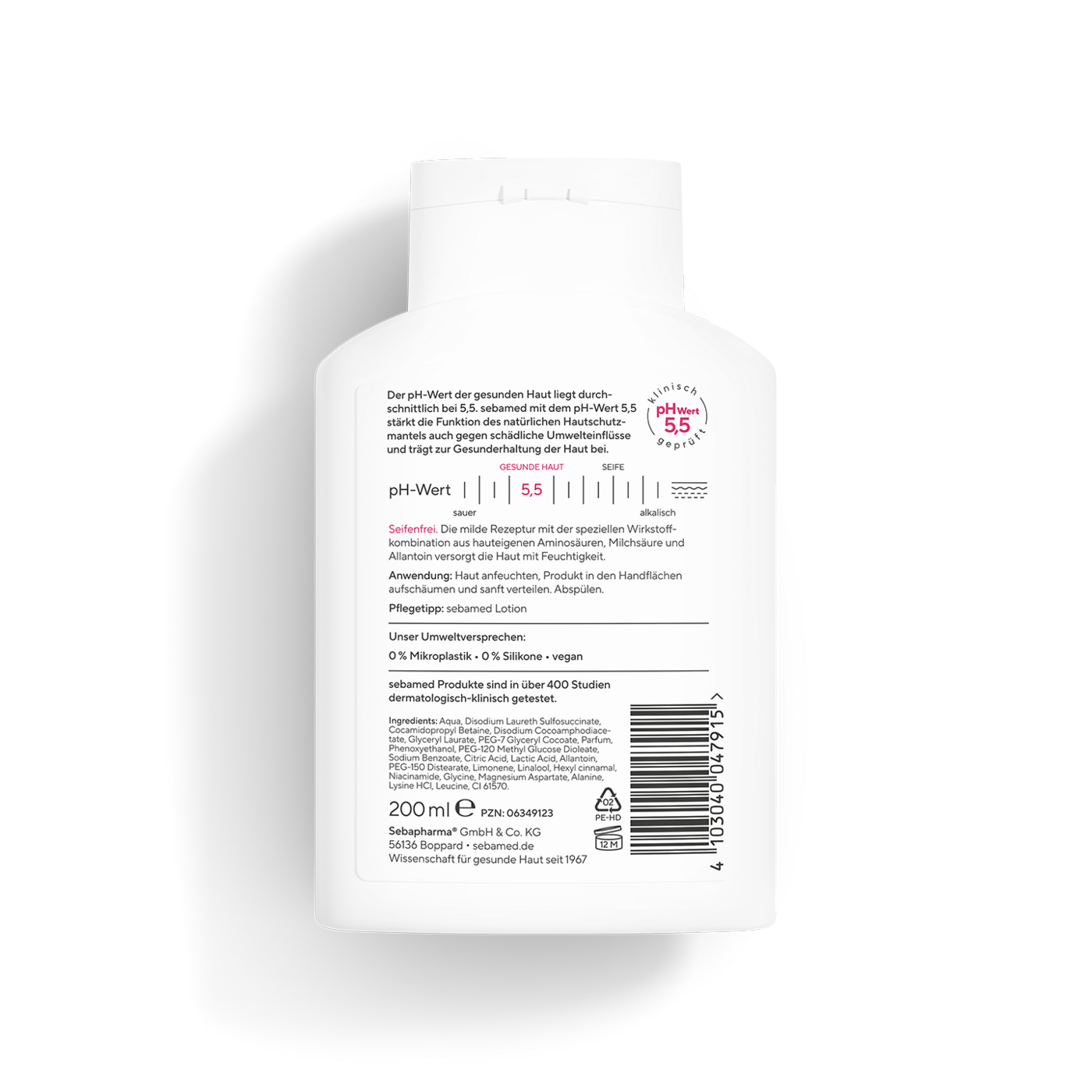 Sebamed Lotion Flasche mit pH-Wert 5,5, 200ml, dermatologisch getestet