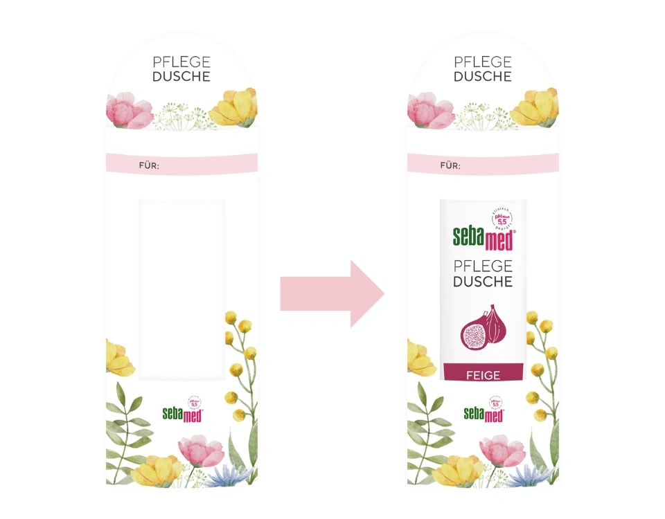 Pflege Dusch-Verpackung mit Blumen und Feige