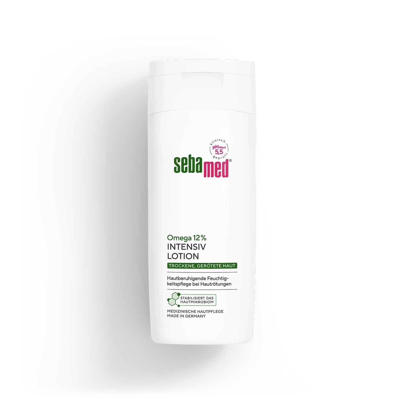 Sebamed Omega 12% Intensiv Lotion für trockene, gerötete Haut.