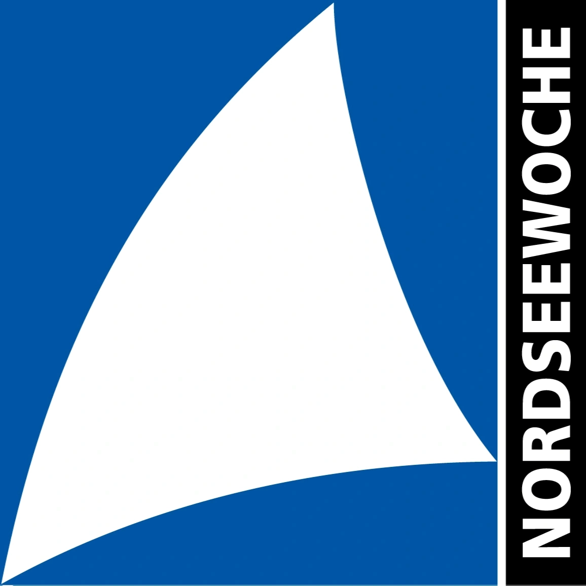 Blaues Logo mit Segel und dem Wort Nordseewoche in Weiß
