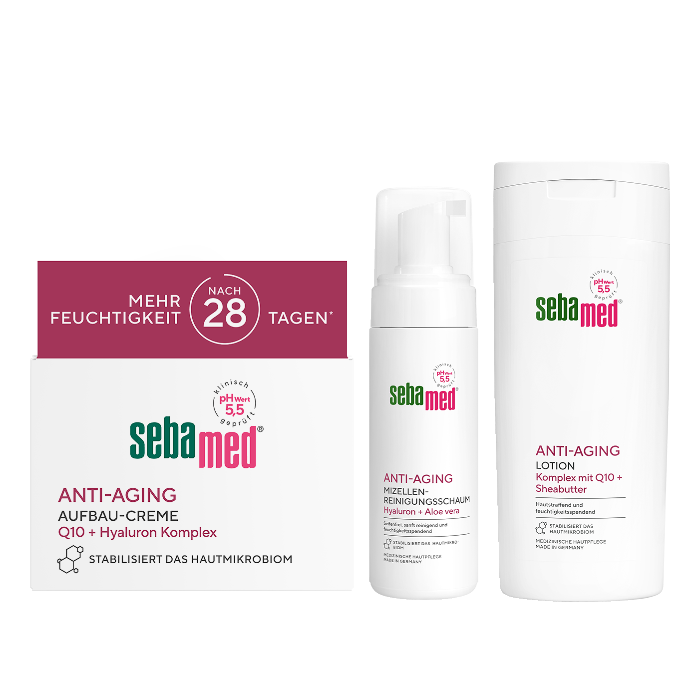Anti-Aging Face & Body hautstraffende Lotion, Aufbaucreme und Mizellen Reinigungsschaum