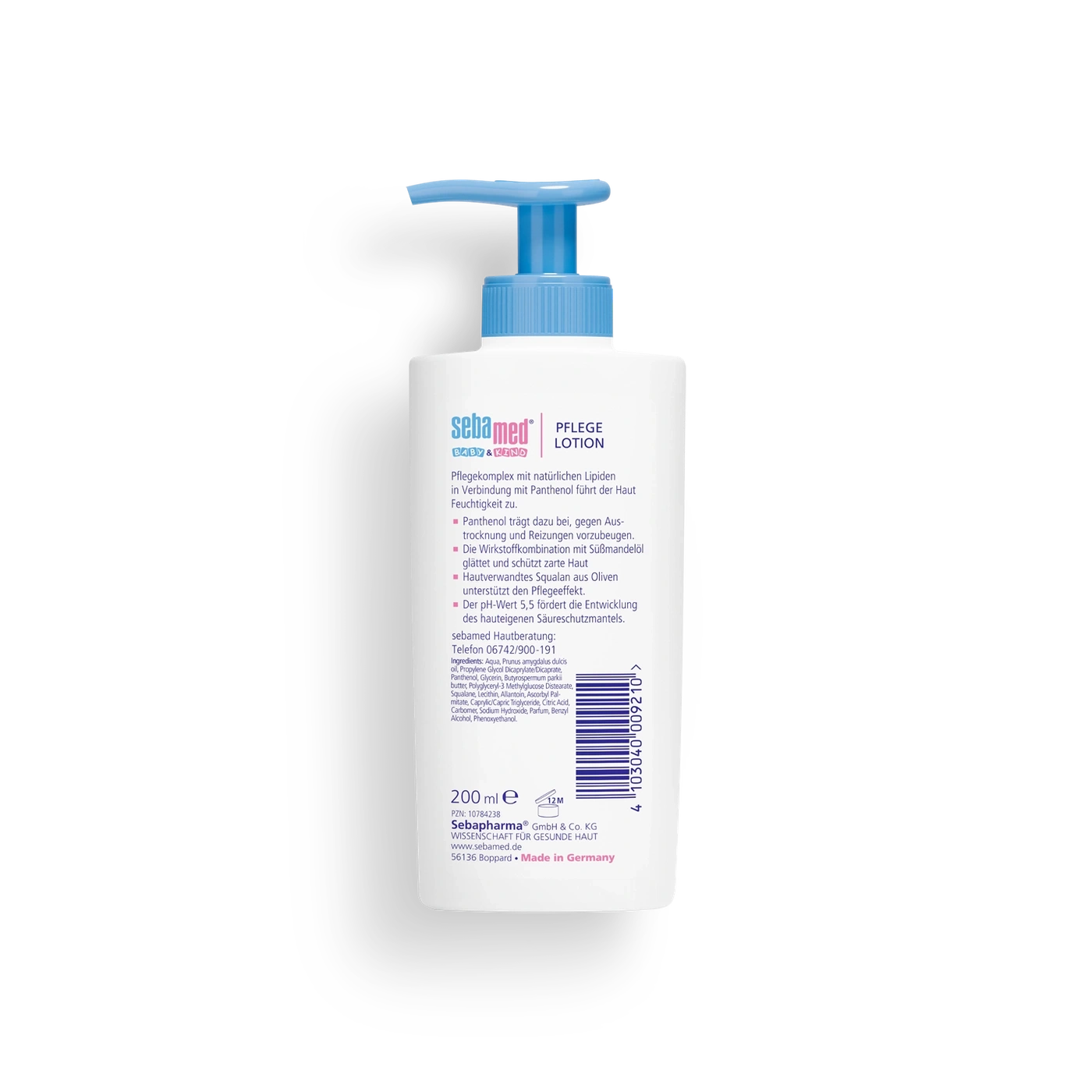 Sebamed Baby & Kind Pflege Lotion, 200ml, für zarte Haut, mit Panthenol und Süßmandelöl.