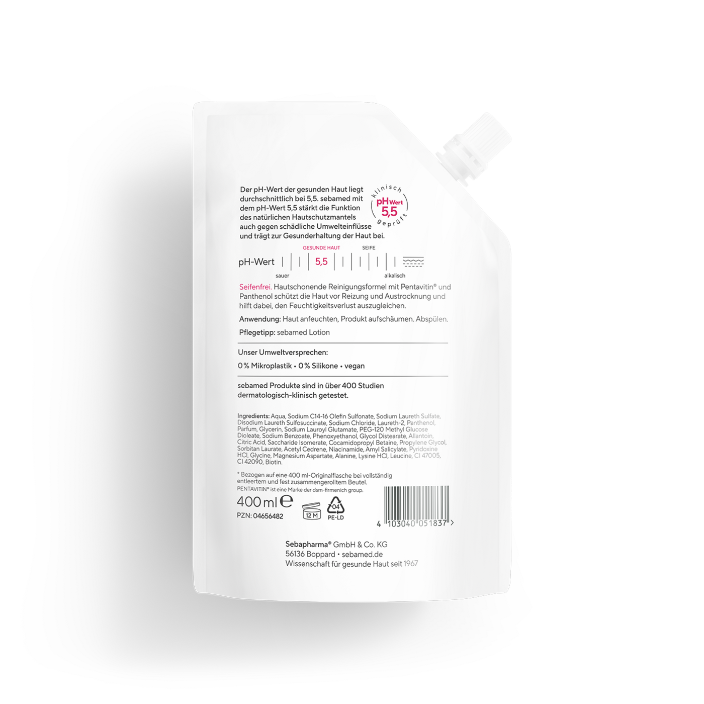 Sebamed Lotion, pH-Wert 5,5, seifenfrei, für gesunde Haut, 400ml, dermatologisch getestet.