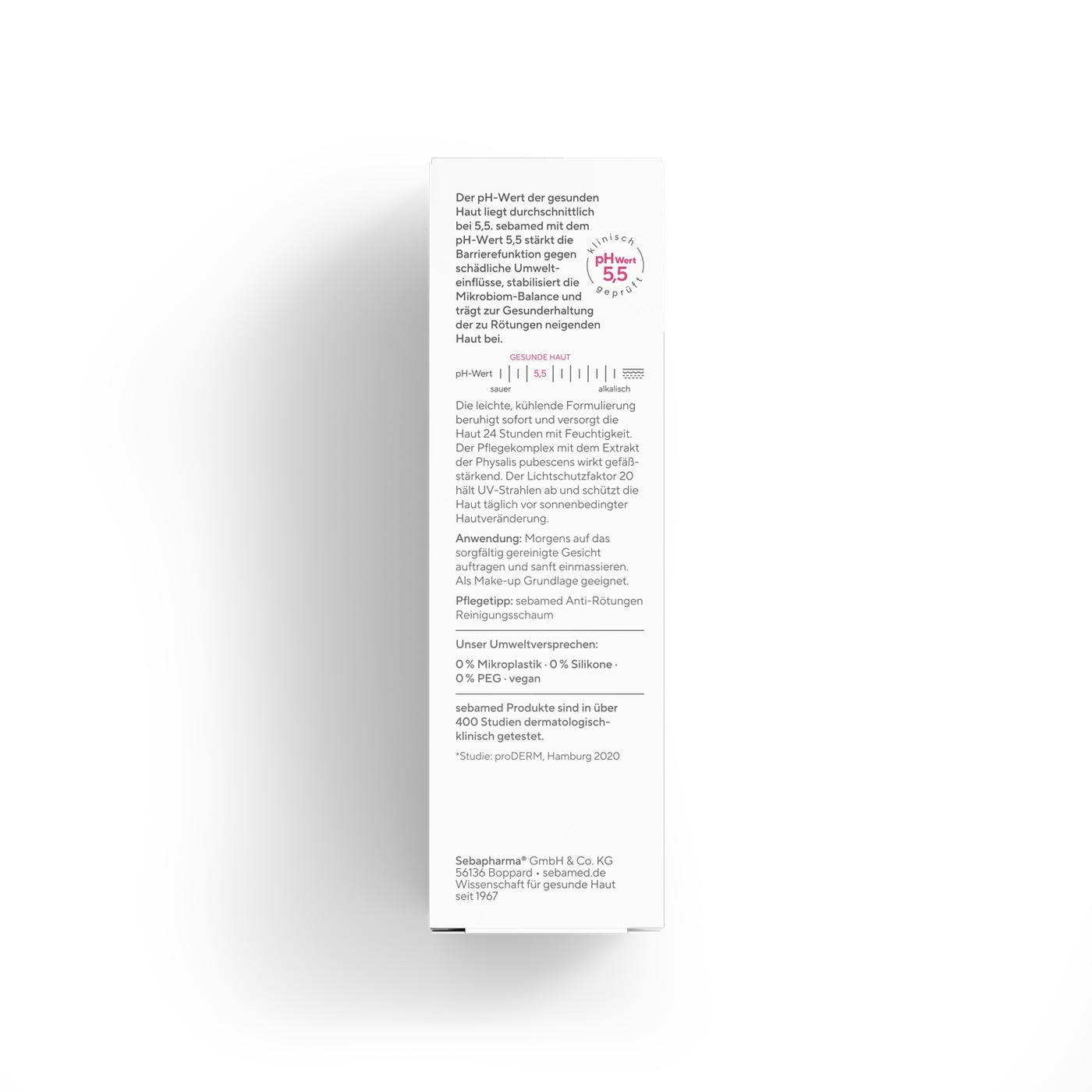 Ein Ausschnitt eines Produkttextes mit Informationen über pH-Wert und Hautpflege.