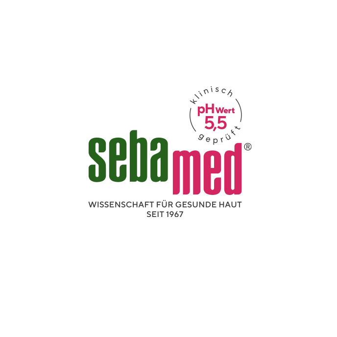 Sebamed Logo mit pH-Wert 5,5 und wissenschaftlicher Grundlage für gesunde Haut