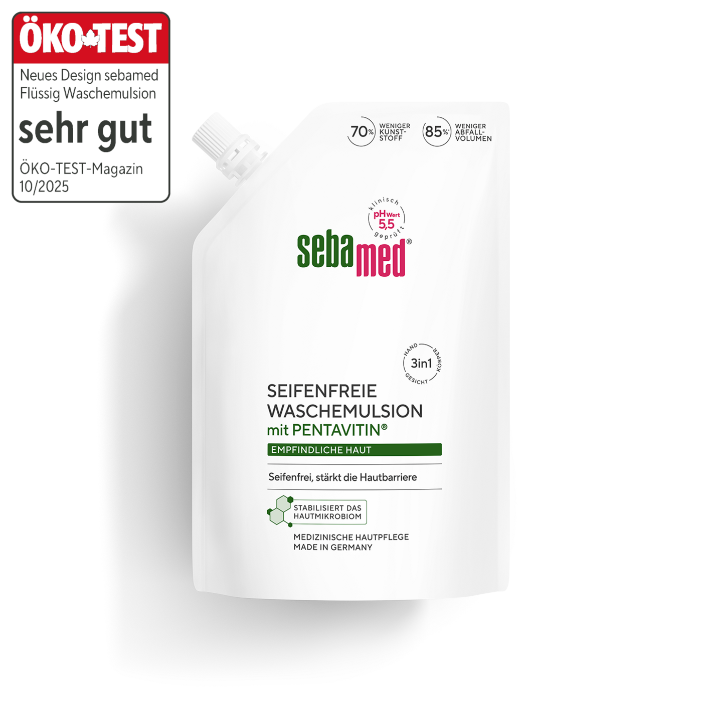 Seifenfreie Waschemulsion (Nachfüllbeutel) 3 in 1 Hand, Körper & Gesicht, Seifenfrei