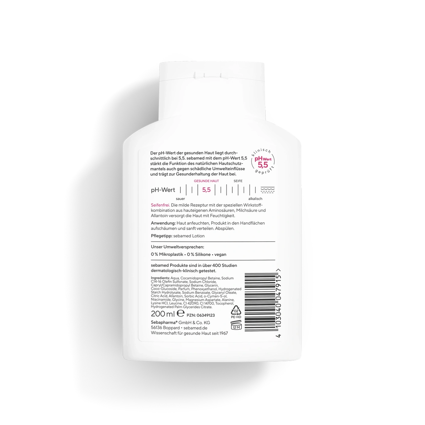 Eine weiße Lotion mit pH-Wert 5,5.