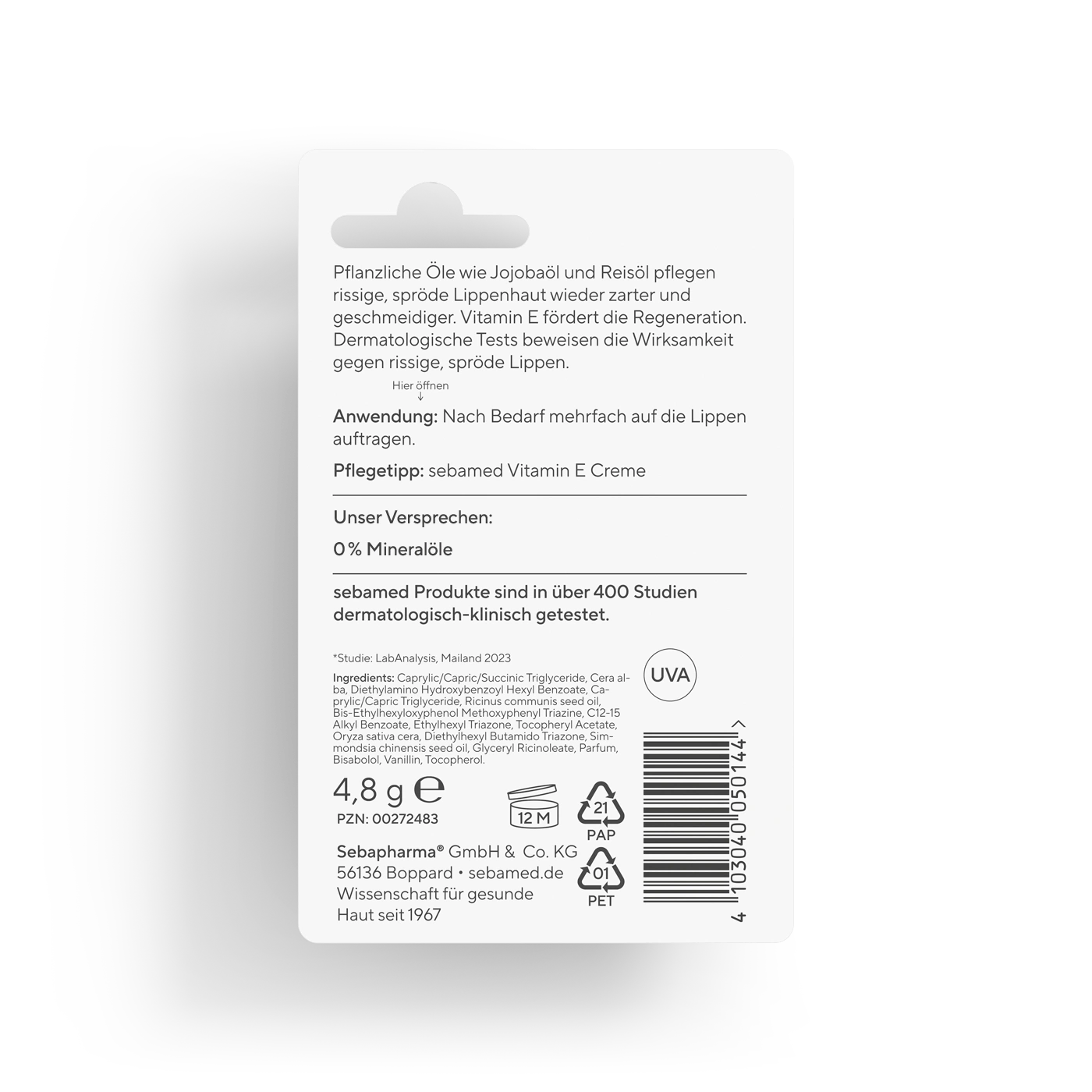 Ein Lippenbalsam mit pflanzlichen Ölen und Vitamin E.