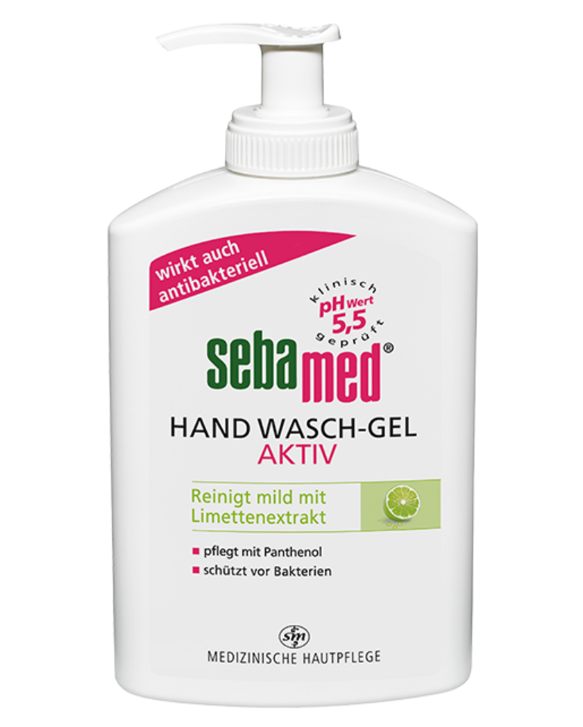 Sebamed Handwaschgel Aktiv, antibakteriell, pH-Wert 5,5, mit Limettenextrakt, Panthenol.