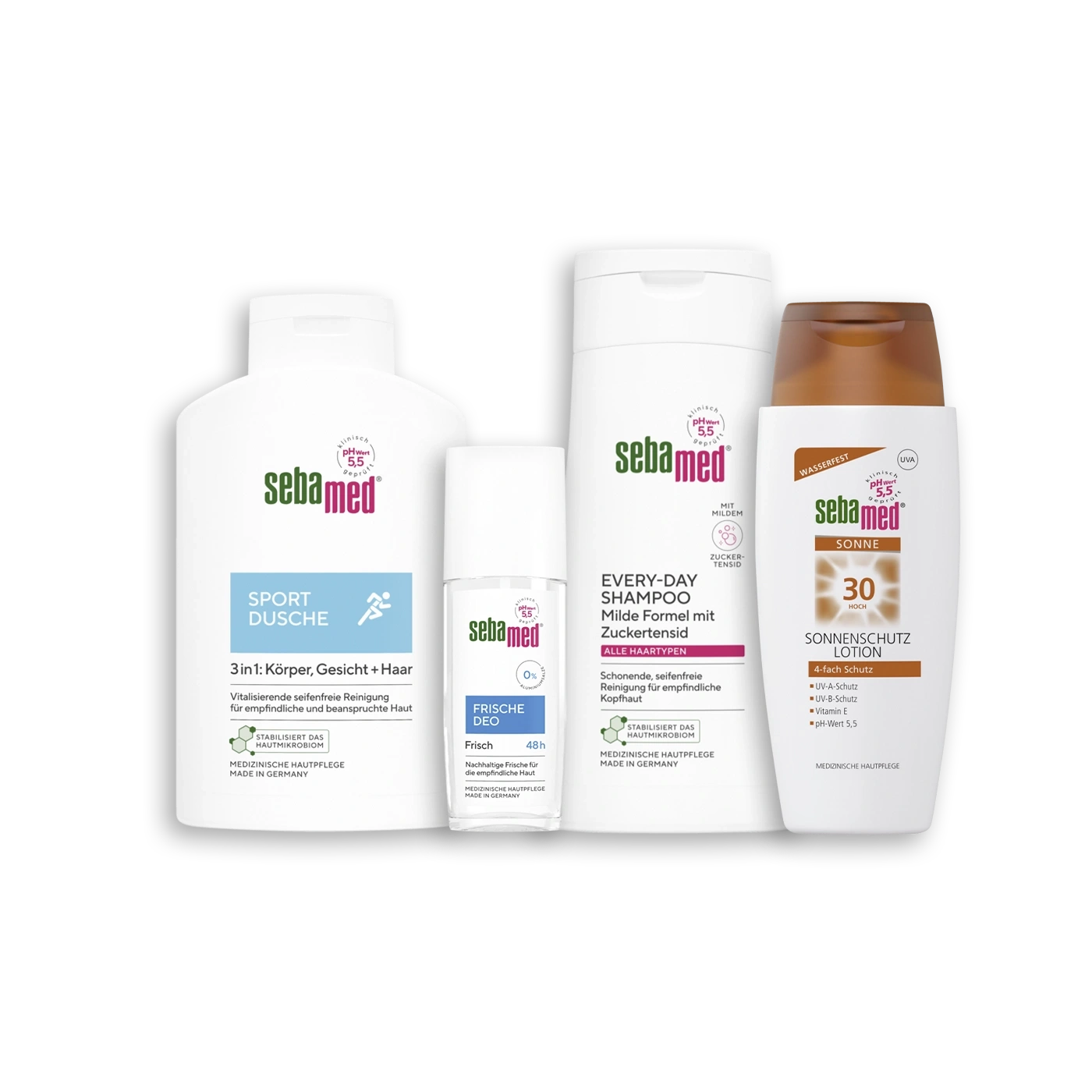Sebamed Sport Dusche, Every-Day Shampoo, Frische Deo und Sonnenschutz Lotion 30