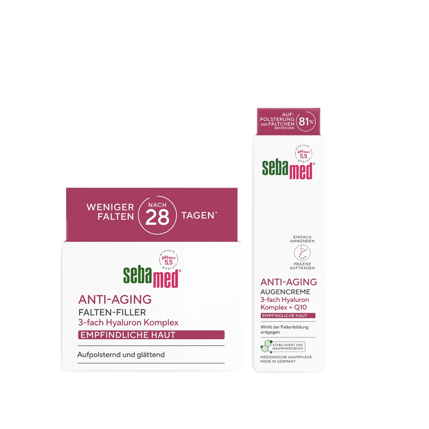 Sebamed Anti-Aging Falten-Filler und Augencreme mit Hyaluron.