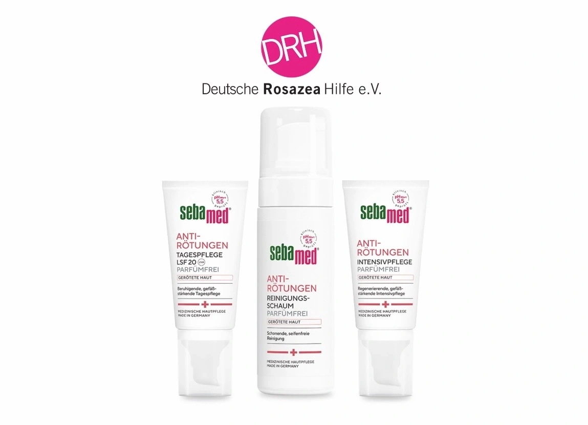 Drei Sebamed Anti-Rötungen Produkte für empfindliche Haut.