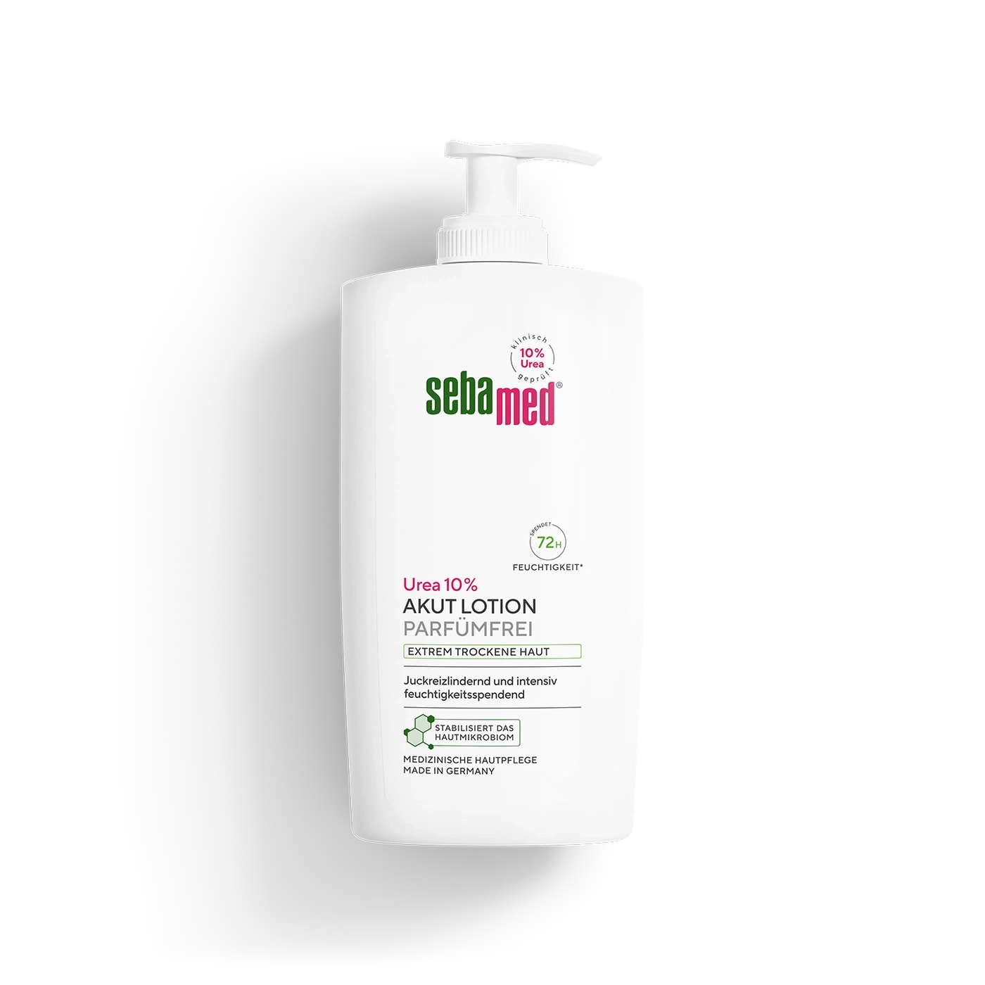 Sebamed Urea 10% Akut Lotion, parfümfrei, für extrem trockene Haut.