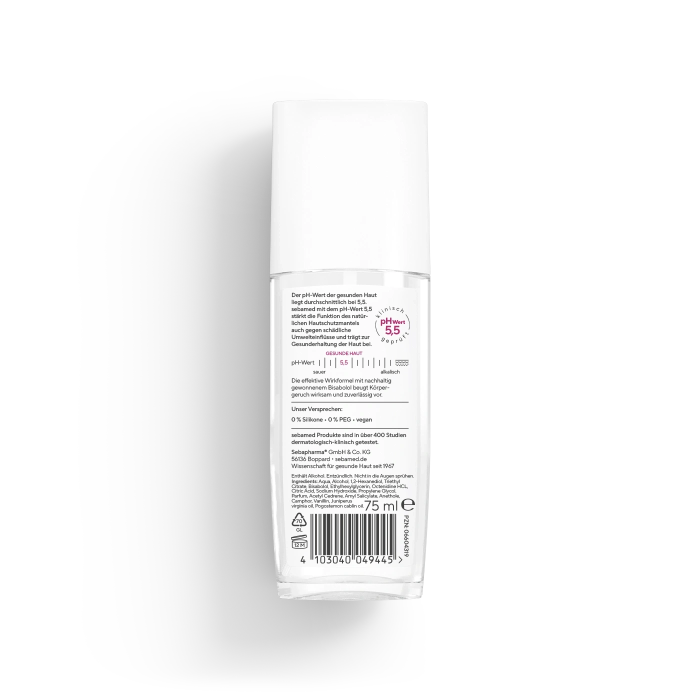 Ein weißer Spender mit dem Sebamed pH-Wert 5,5 Produkt