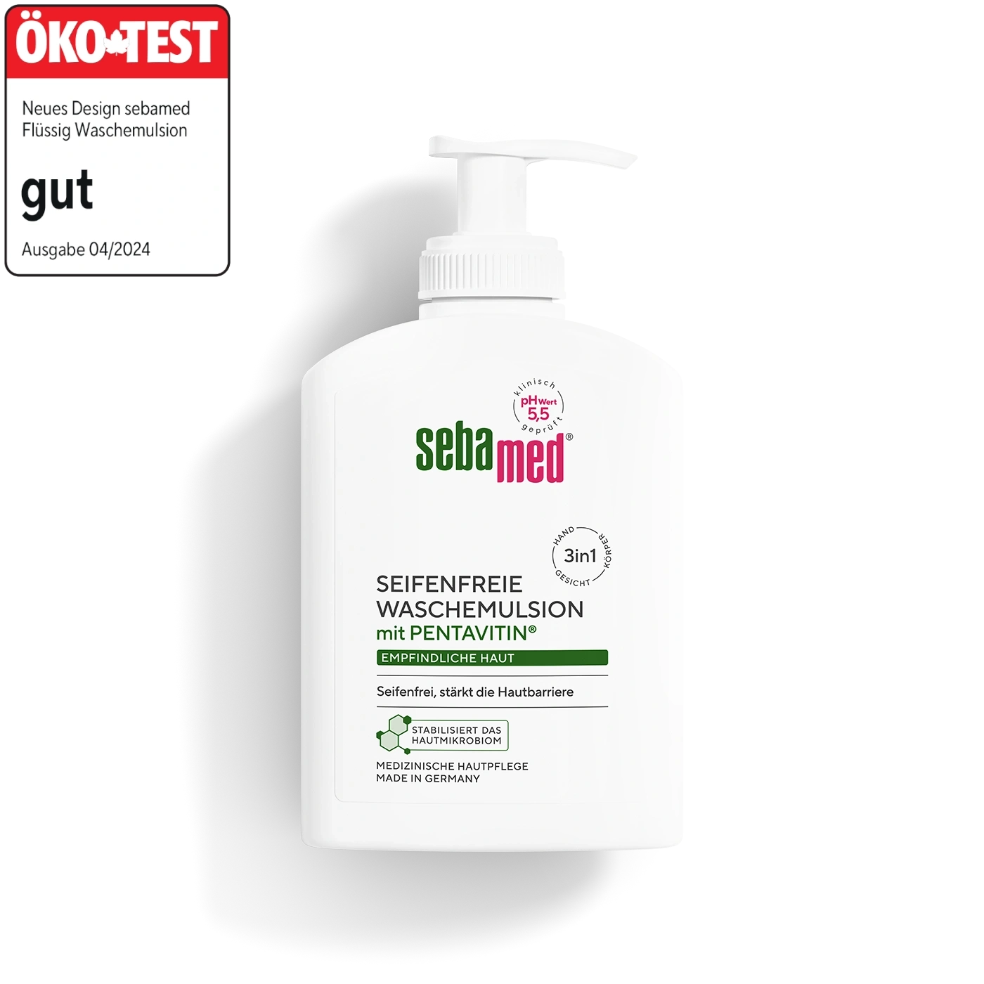 Seifenfreie Waschemulsion mit Spender 200 ml 3 in 1 Hand, Körper & Gesicht, Seifenfrei