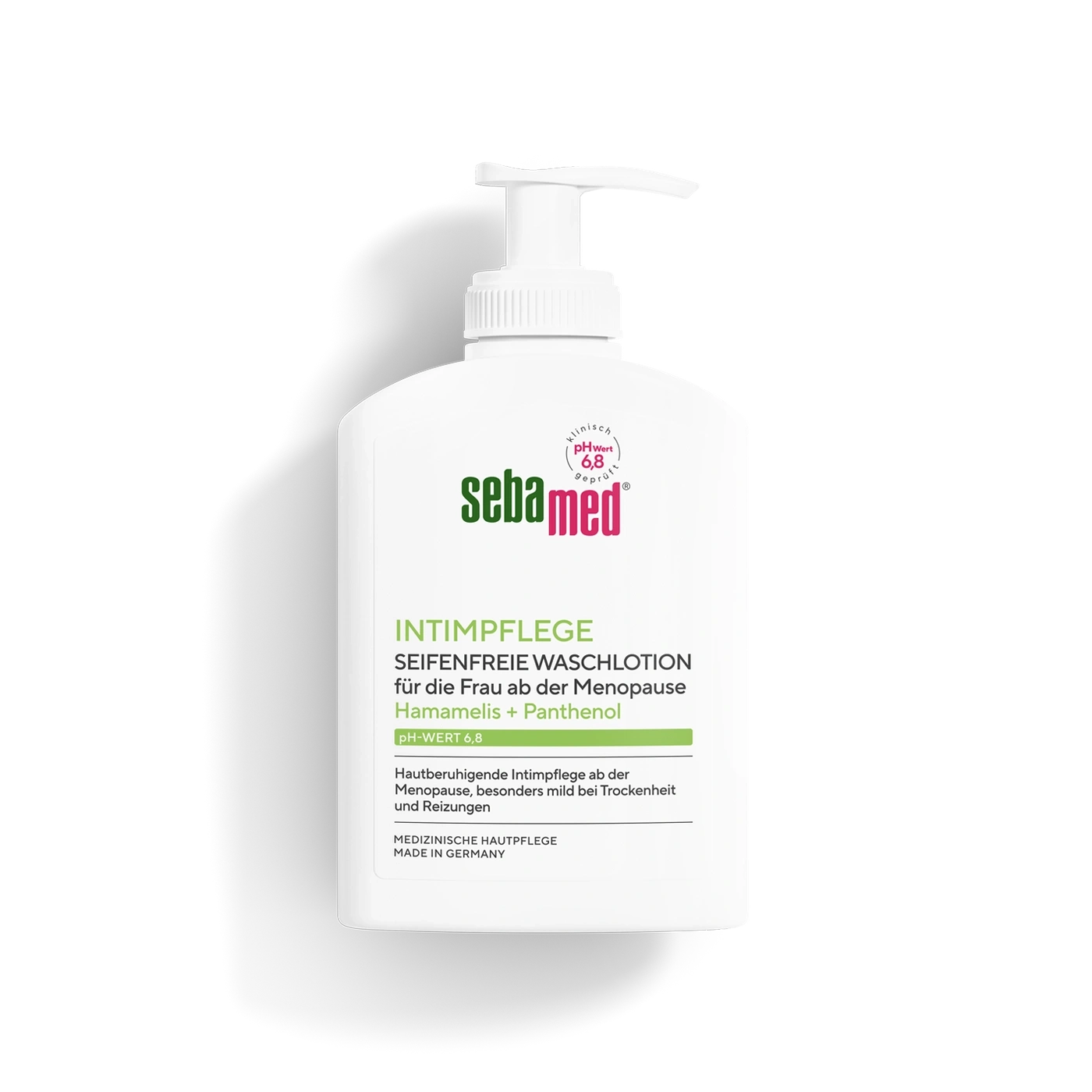 Ein Pumpspender mit Sebamed Intimpflege Lotion.