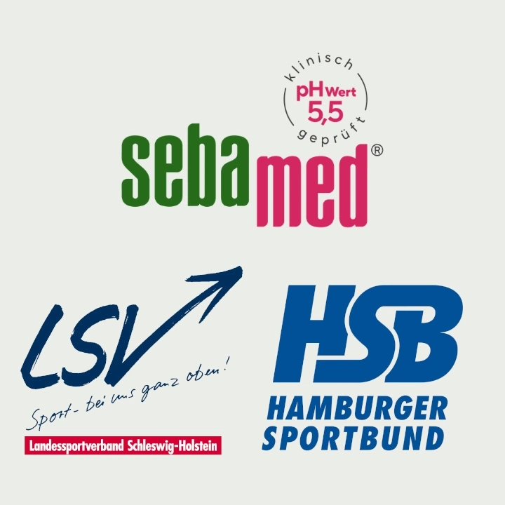 Logos von Sebamed, LSV und HSB auf hellem Hintergrund.