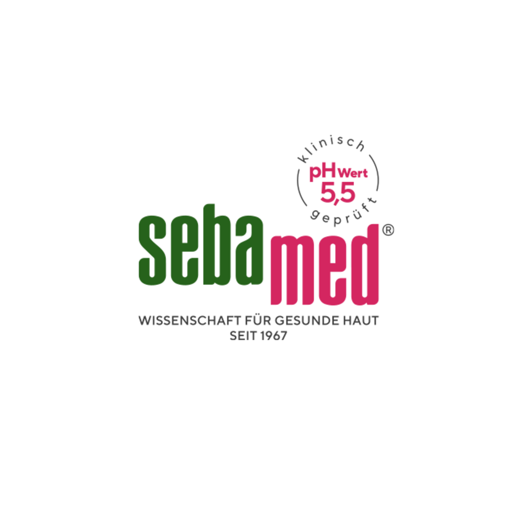 Sebamed Logo mit pH-Wert 5,5 und wissenschaftlicher Grundlage für gesunde Haut