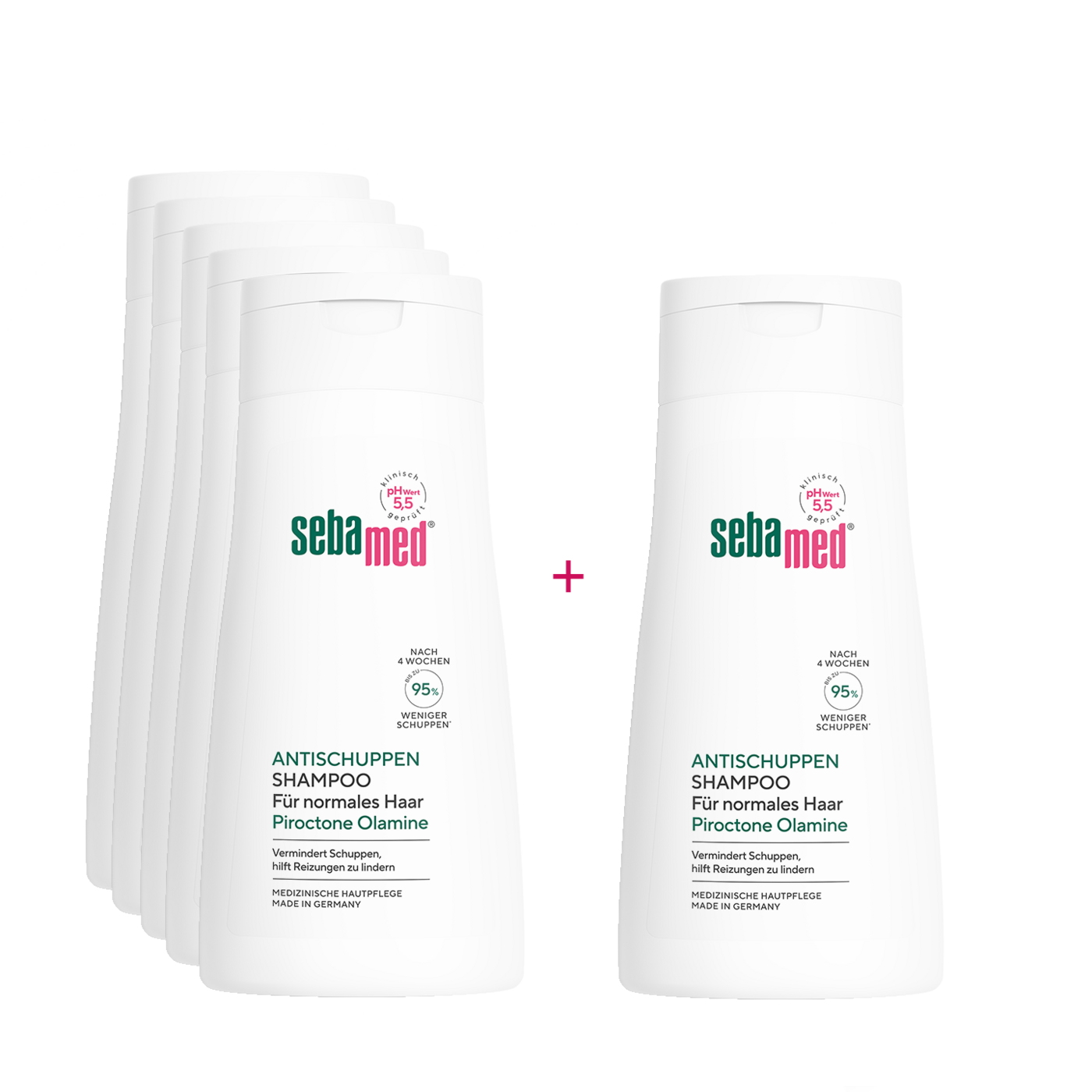 Sebamed Anti-Schuppen Shampoo, 6 Flaschen, für normales Haar, Piroctone Olamine.