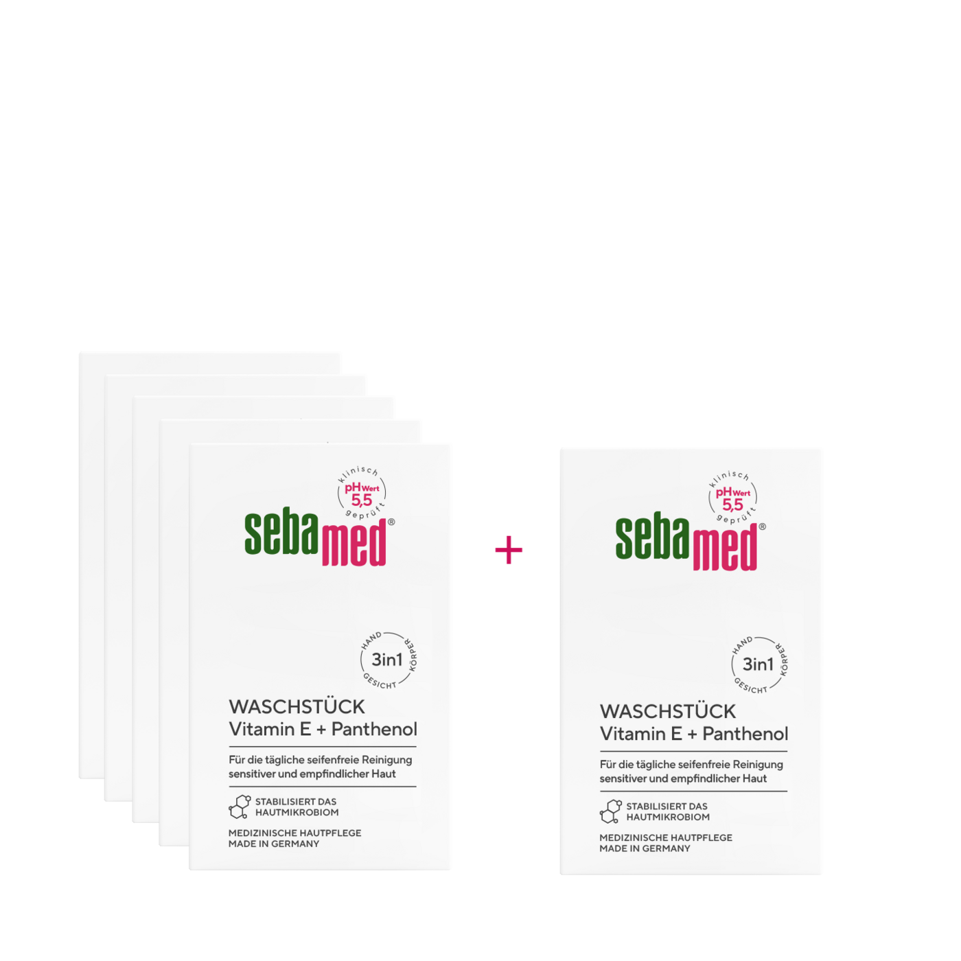 Seifenfreies Waschstück seifenfreie, schonende Reinigung mit Vitamin E + Panthenol