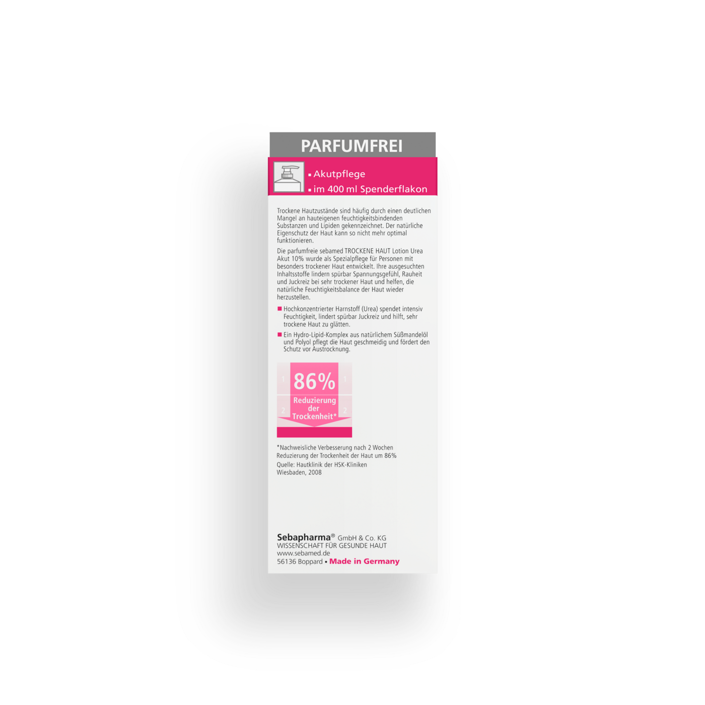 Lotion parfumfrei Urea Akut 10% + Spender parfümfreie Feuchtigkeitskörperpflege mit 10% Urea