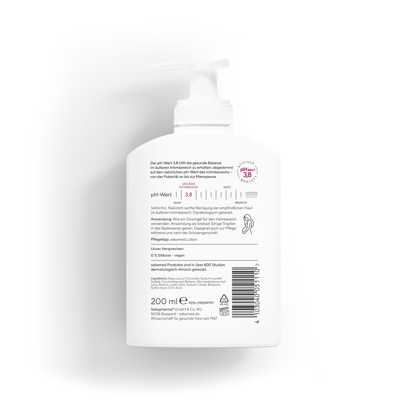 Intimpflege Seifenfreies Waschgel pH-Wert 3,8 200 ml für die Frau ab der Pubertät
