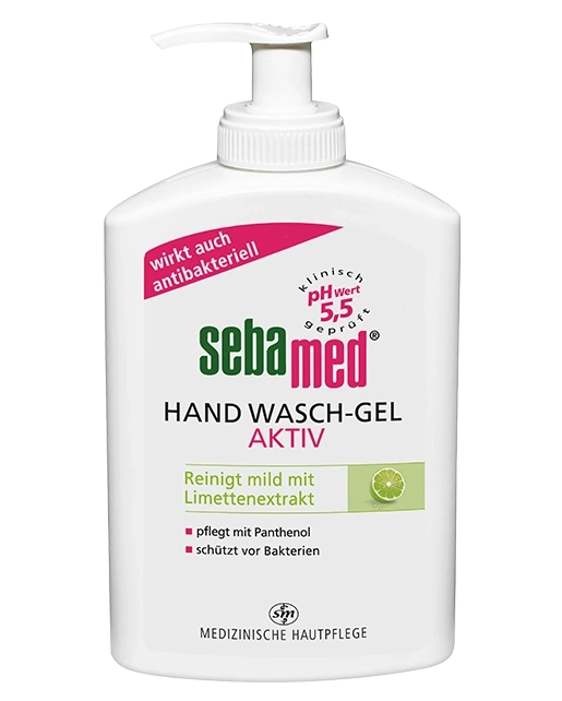 Sebamed Handwaschgel Aktiv, antibakteriell, pH-Wert 5,5, mit Limettenextrakt, Panthenol.