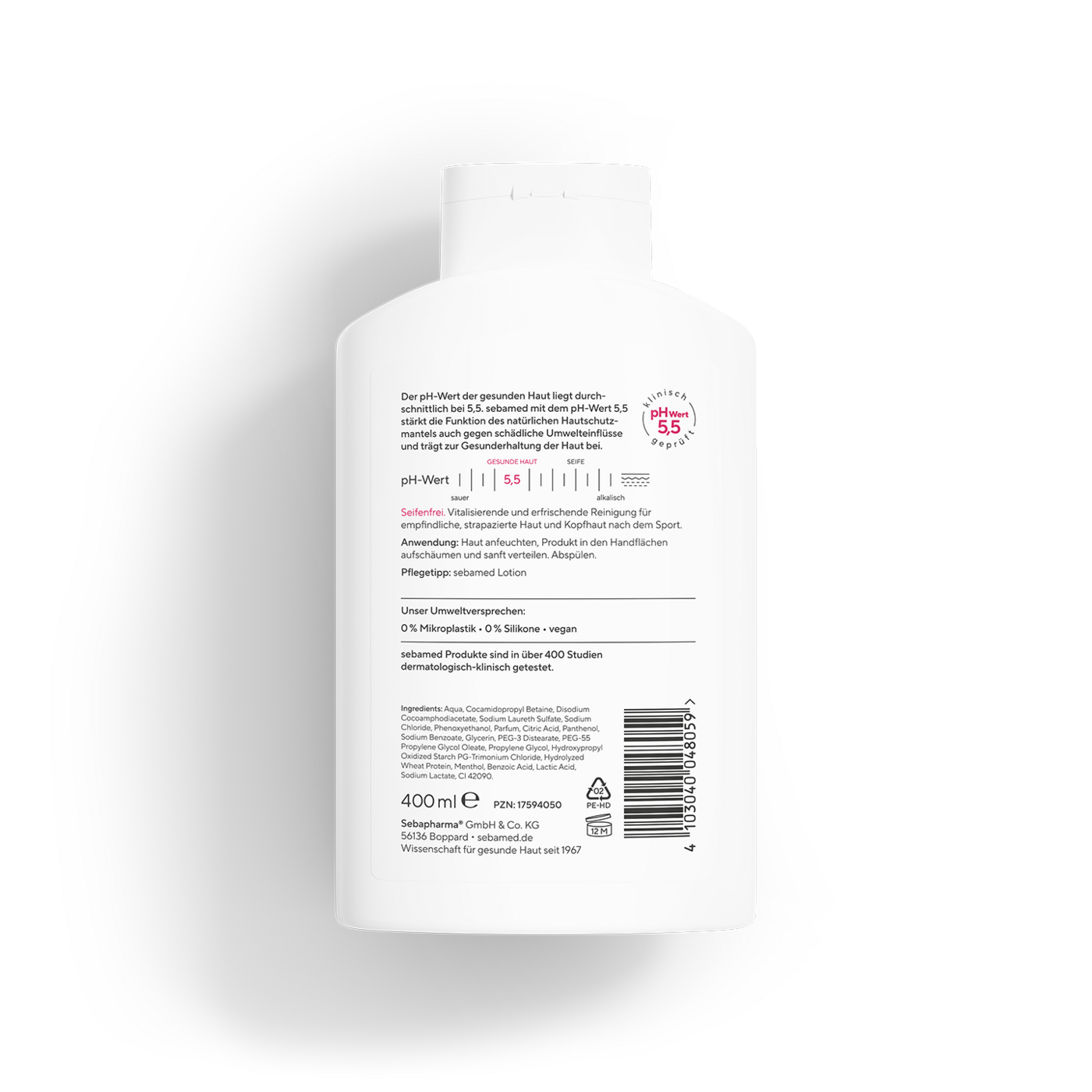 Sebamed Lotion Flasche mit pH-Wert 5,5, 400ml, dermatologisch getestet, vegan