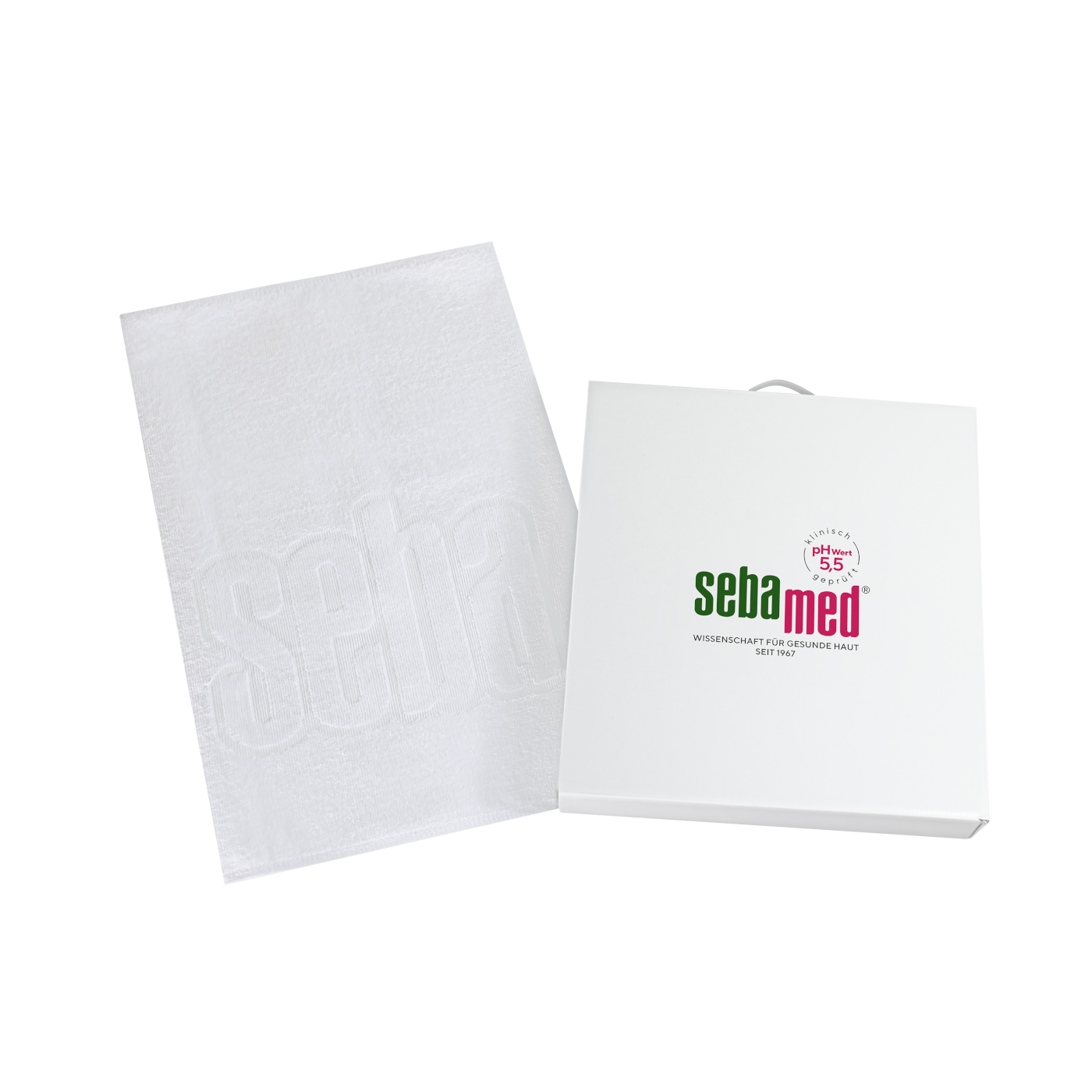 Sebamed Produkt mit Handtuch und Verpackung