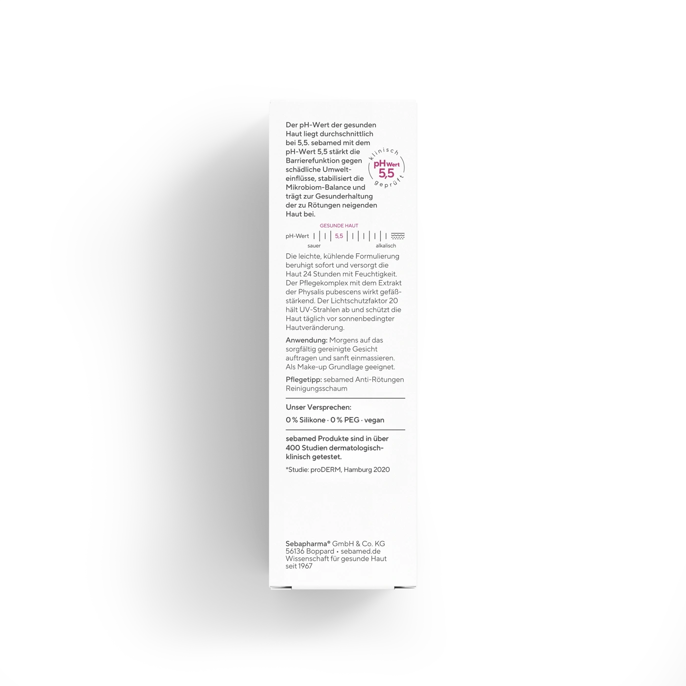 Ein Text, der die Vorteile des pH-Werts 5,5 von sebamed erklärt.
