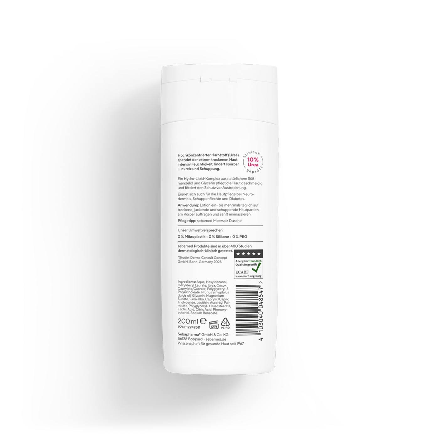 Akut Lotion parfümfrei Urea 10% 200 ml Parfümfreie Feuchtigkeitskörperpflege mit 10% Urea