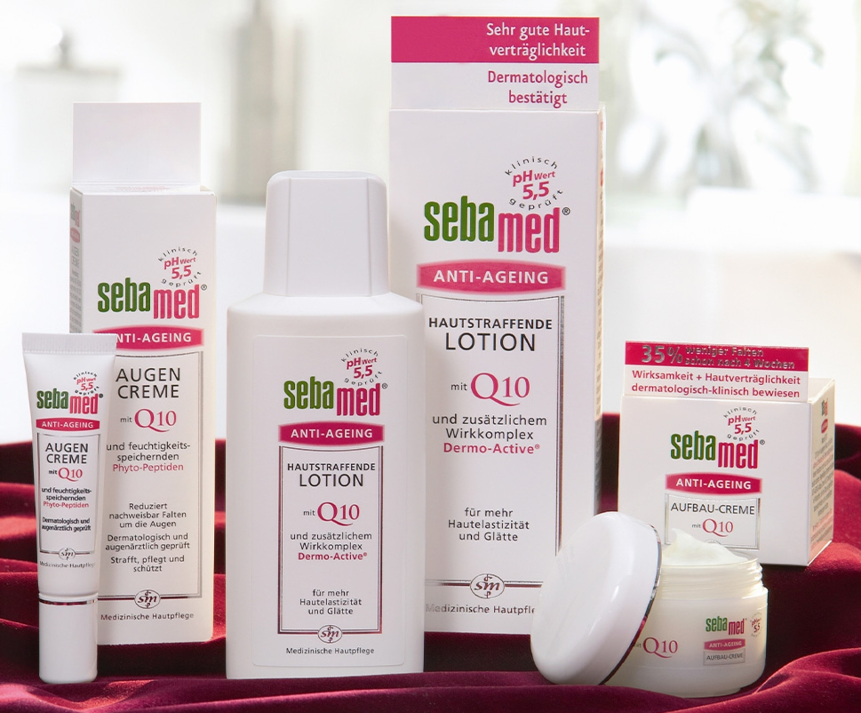Sebamed Anti-Ageing Produkte: Augencreme, Lotion und Aufbaucreme mit Q10.