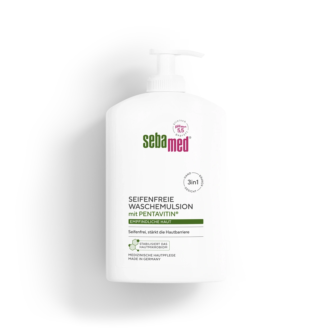 Seifenfreie Waschemulsion mit Spender 400 ml3 in 1 Hand, Körper & Gesicht, Seifenfrei